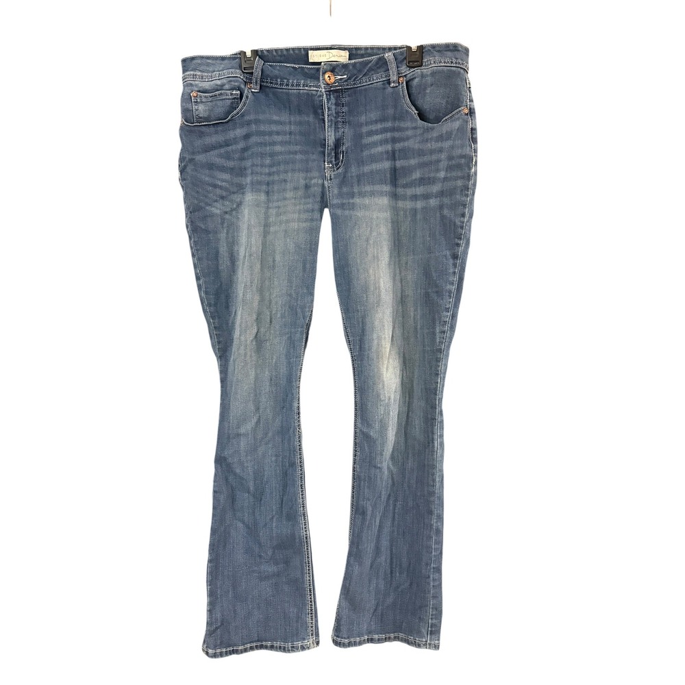 Cato EST 1946 Denim Women 18W Medium Wash Classic Bootcut Jeans Blue Embroidery